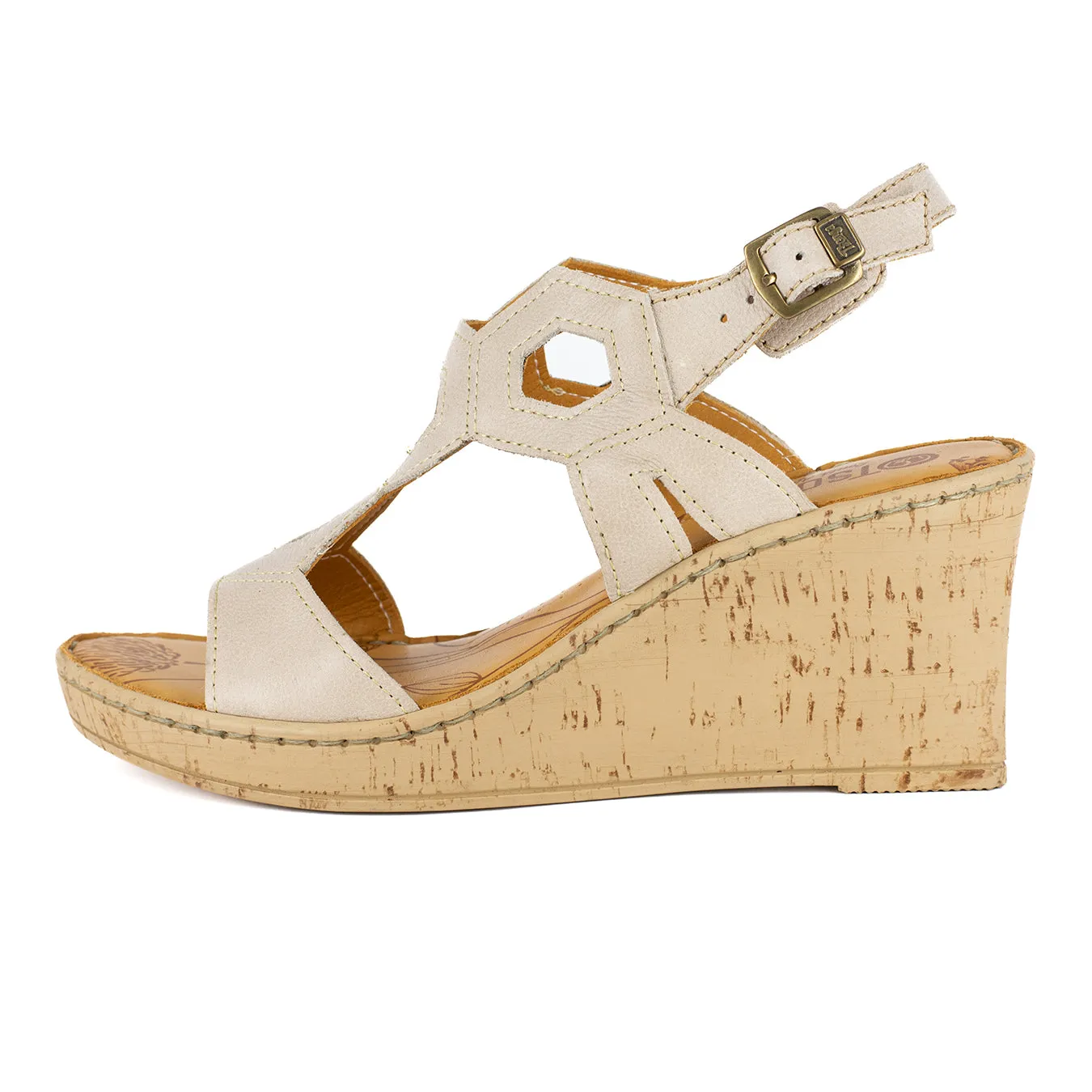 Amondi : Ladies High-Heeled Leather Sandal in Gravel Vintage
