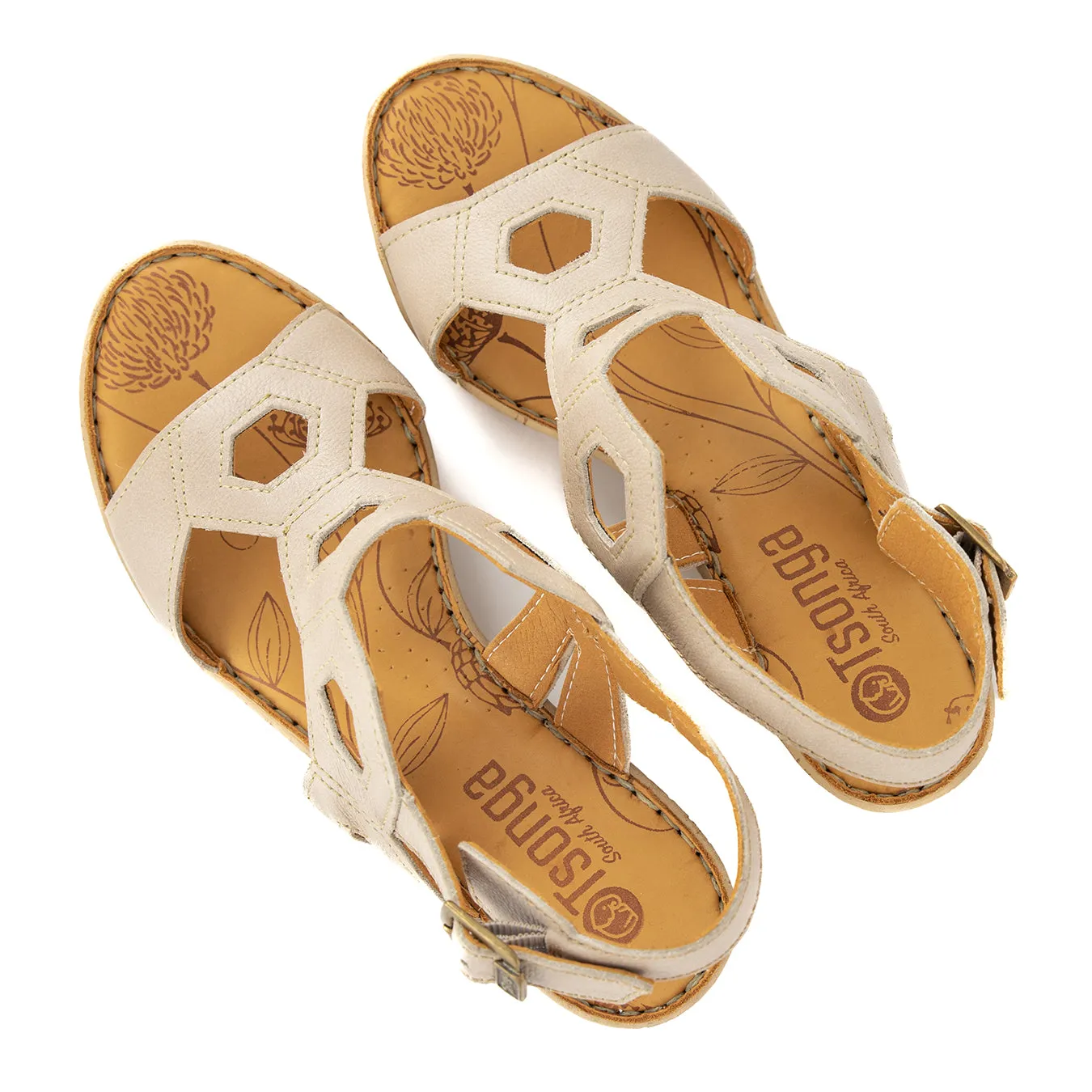 Amondi : Ladies High-Heeled Leather Sandal in Gravel Vintage