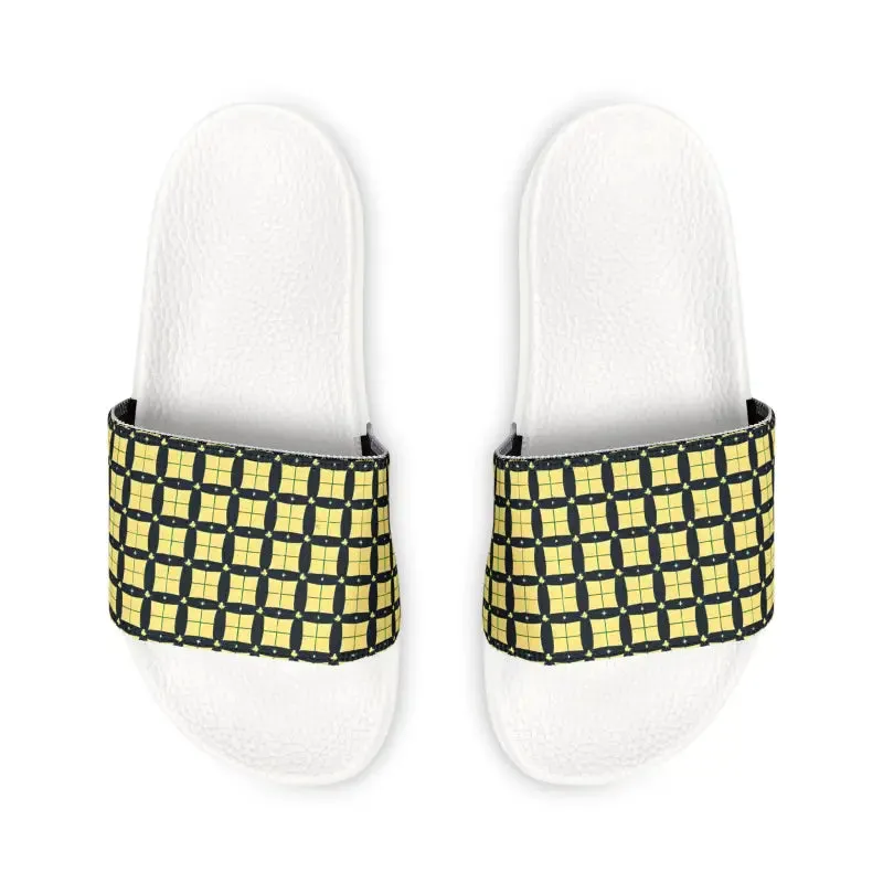 Checkered Pattern Men’s Pu Slide Sandals