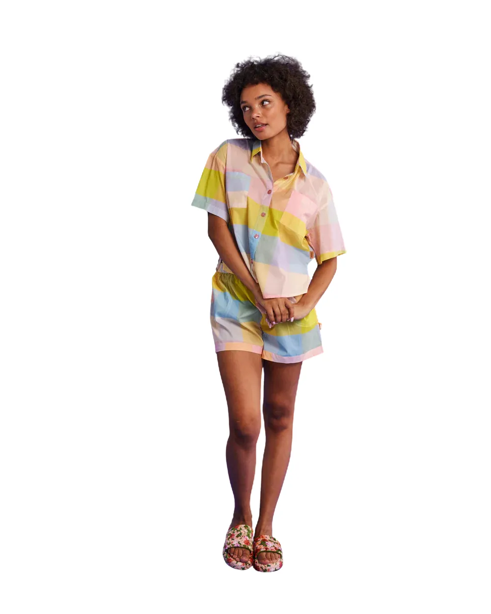 Corfu Tartan Organic Cotton Short Sleeve Shirt & Short Pyjama Set