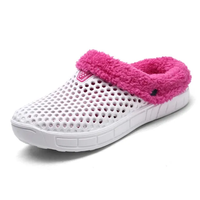 Cuzcare Women Nonslip PU Fur Slippers Family Indoor Slides