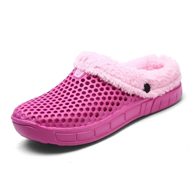 Cuzcare Women Nonslip PU Fur Slippers Family Indoor Slides