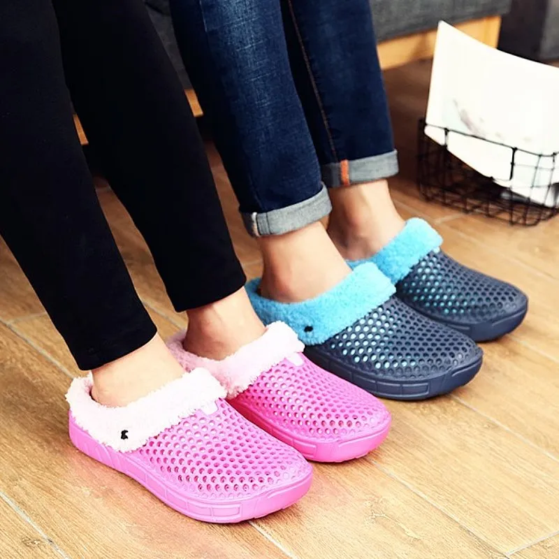 Cuzcare Women Nonslip PU Fur Slippers Family Indoor Slides