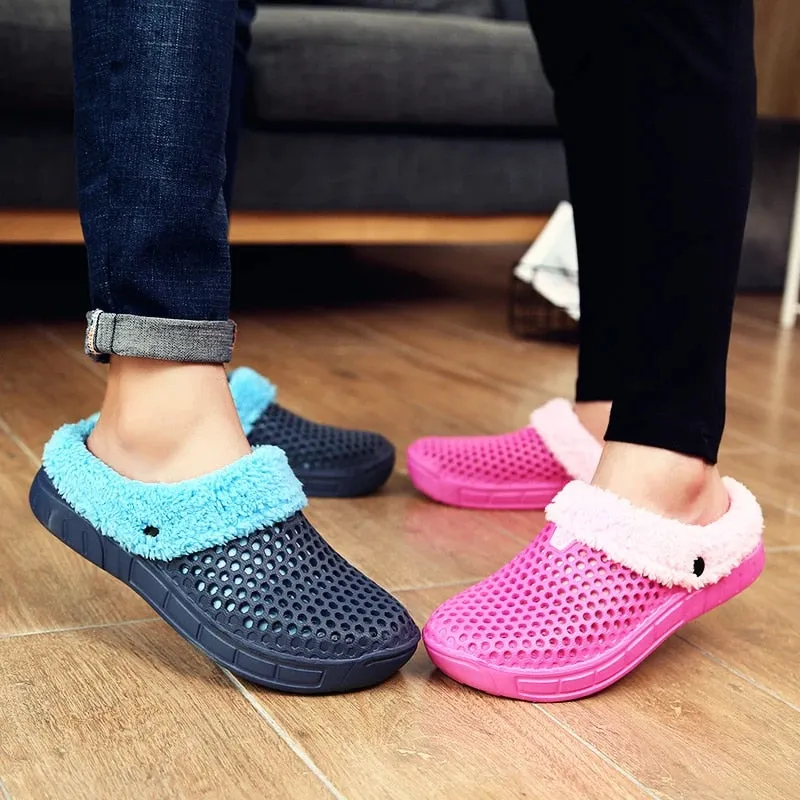 Cuzcare Women Nonslip PU Fur Slippers Family Indoor Slides
