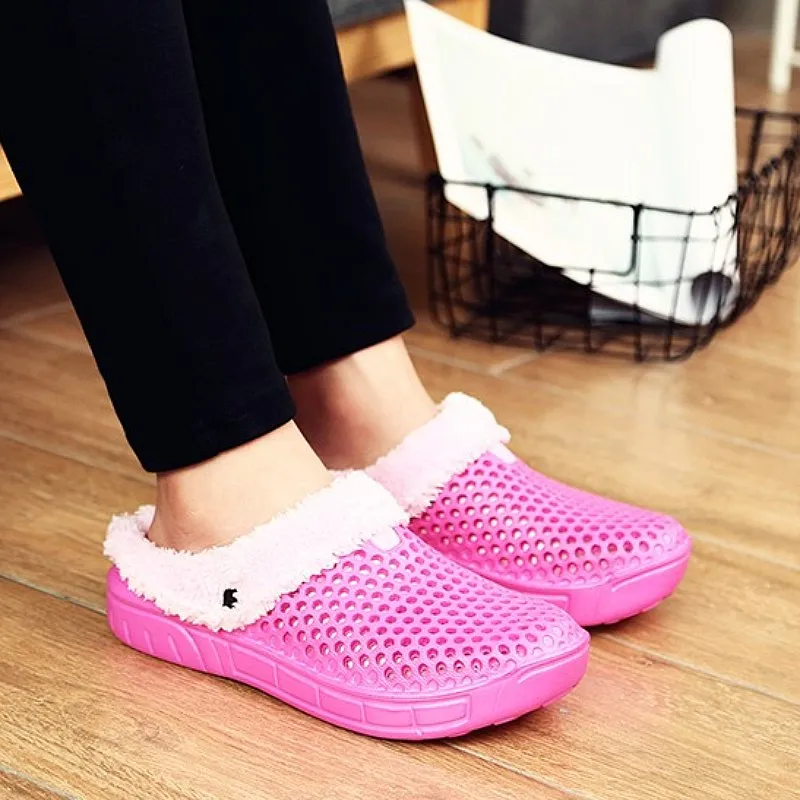 Cuzcare Women Nonslip PU Fur Slippers Family Indoor Slides