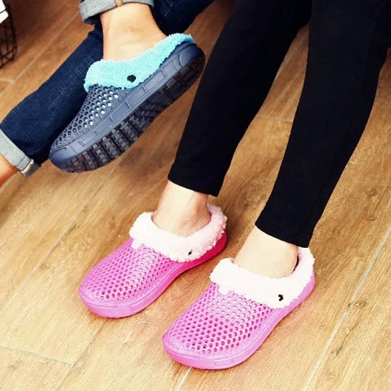 Cuzcare Women Nonslip PU Fur Slippers Family Indoor Slides