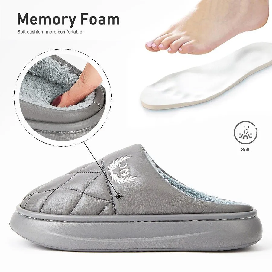 Fashion Mens Slippers With Plaid Leather