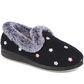 Floral Faux-Fur Slippers - QING38012 / 324 190