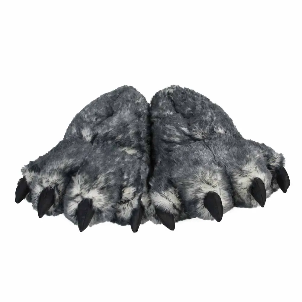 Novelty Slippers JulesRoche Wolf Paw Faux Fur Design