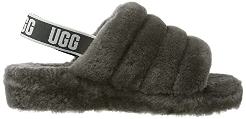 UGG Women's Fluff Yeah Slide Slipper, Charcoal, 8 M US