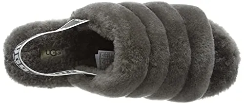 UGG Women's Fluff Yeah Slide Slipper, Charcoal, 8 M US