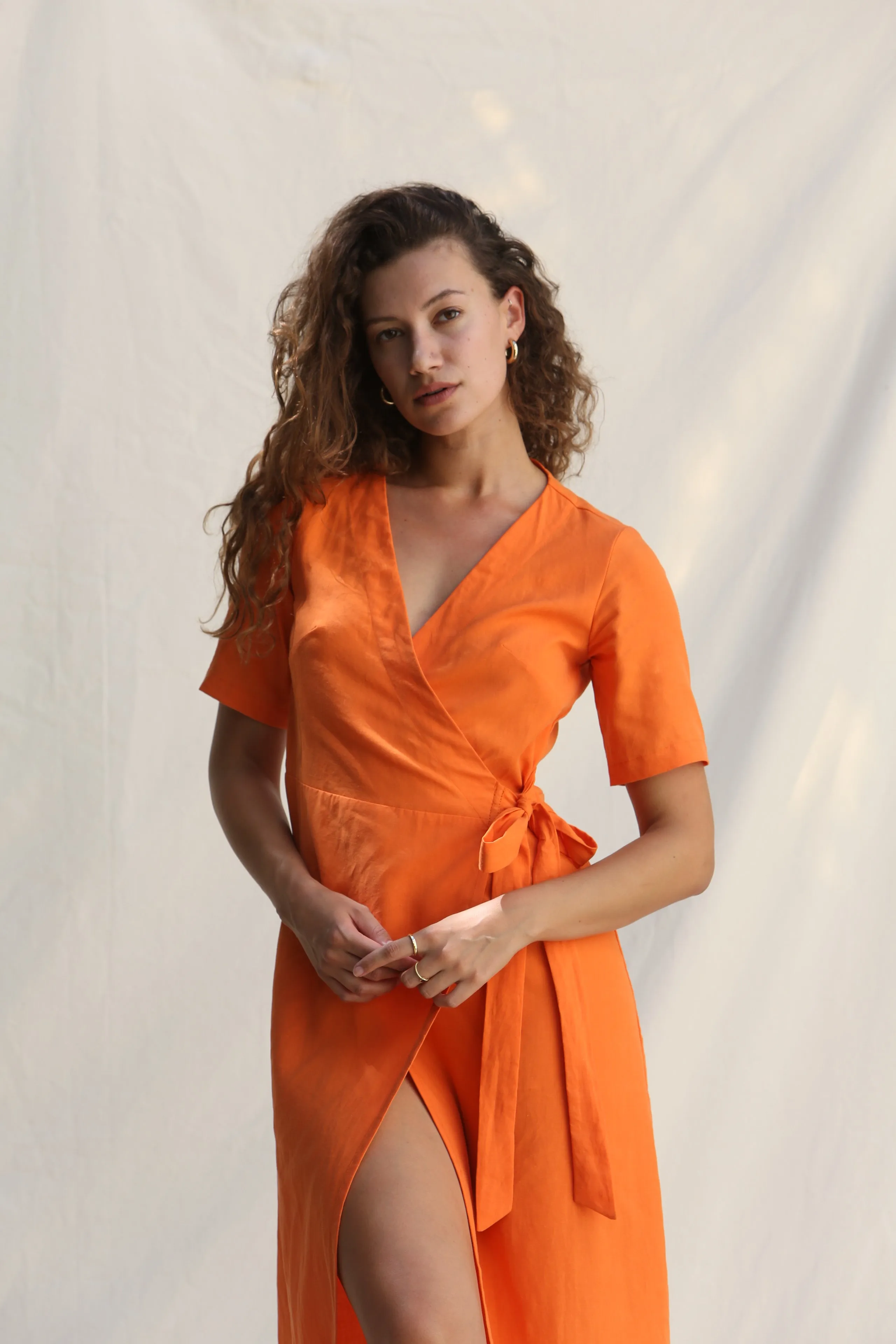 wrap dress - aru - papaya