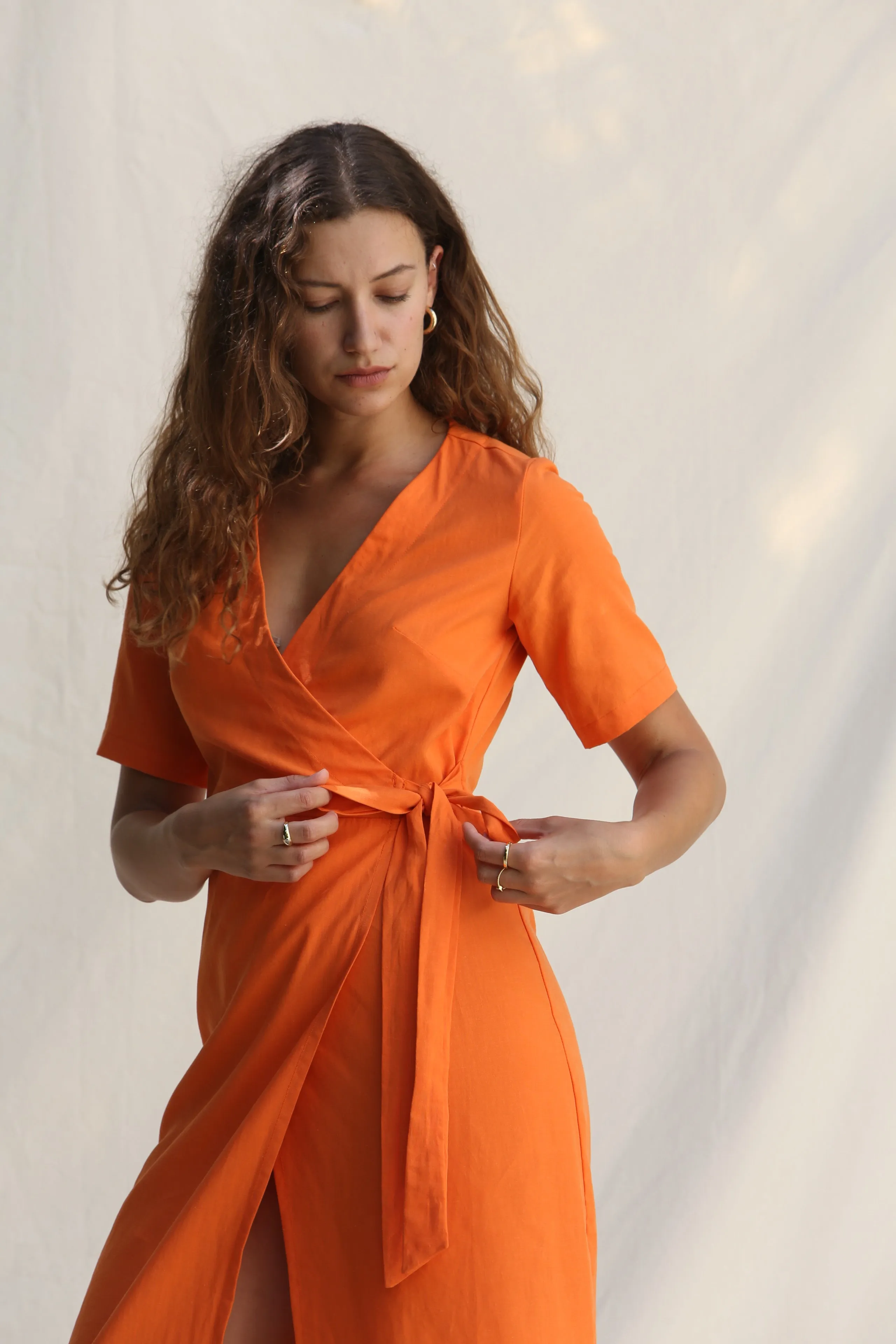 wrap dress - aru - papaya