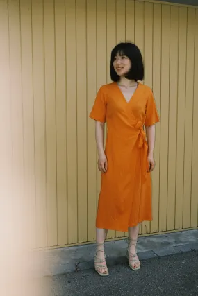 wrap dress - aru - papaya