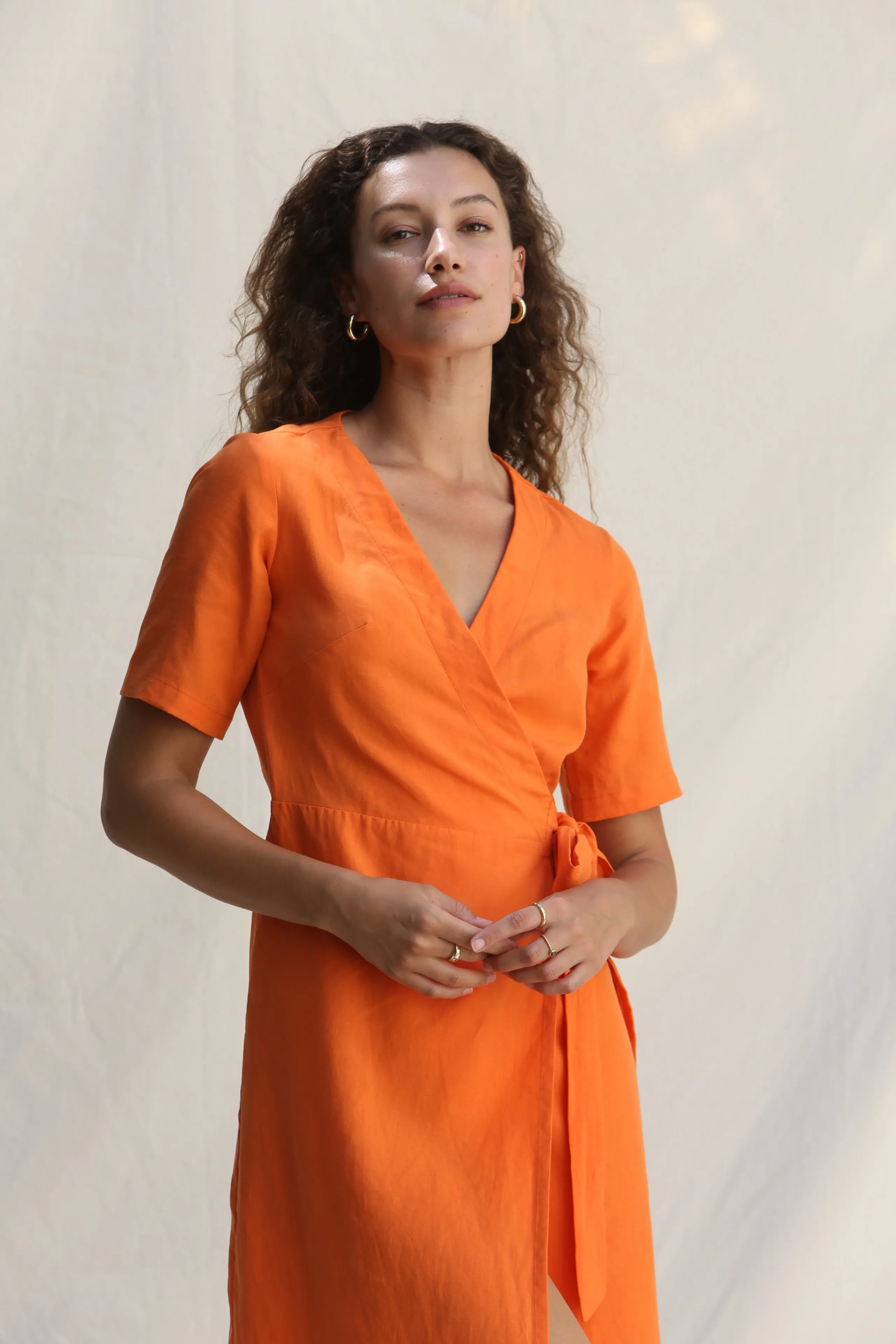 wrap dress - aru - papaya
